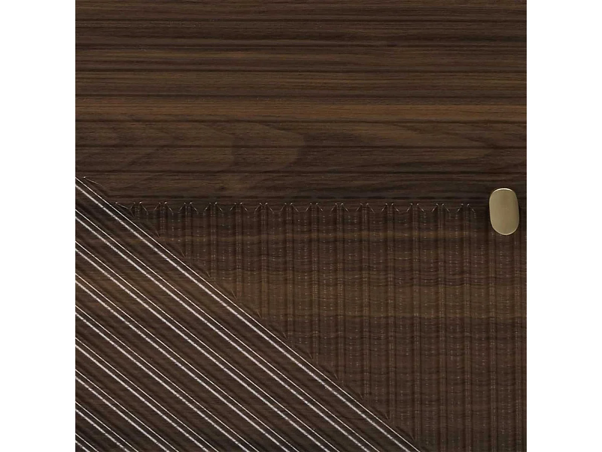 Buffet 2 portes 2 niches en bois et MDF pieds en pin teinté chêne foncé - COLETTE