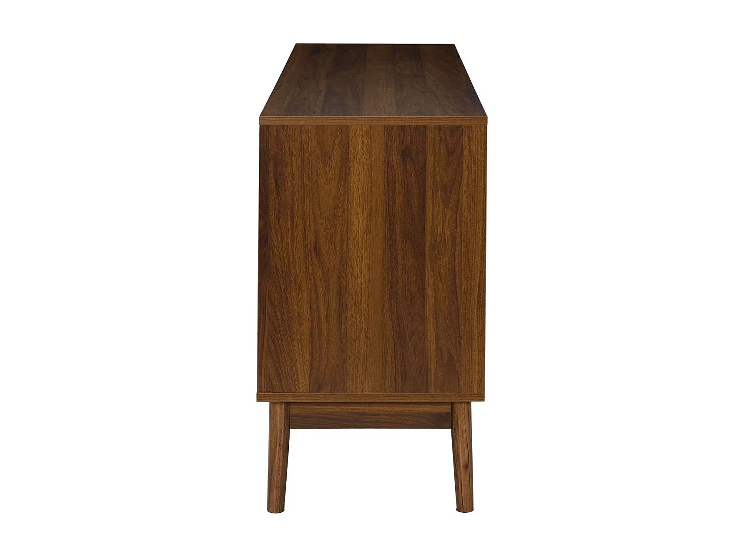 Buffet 2 portes 2 niches en bois et MDF pieds en pin teinté chêne foncé - COLETTE