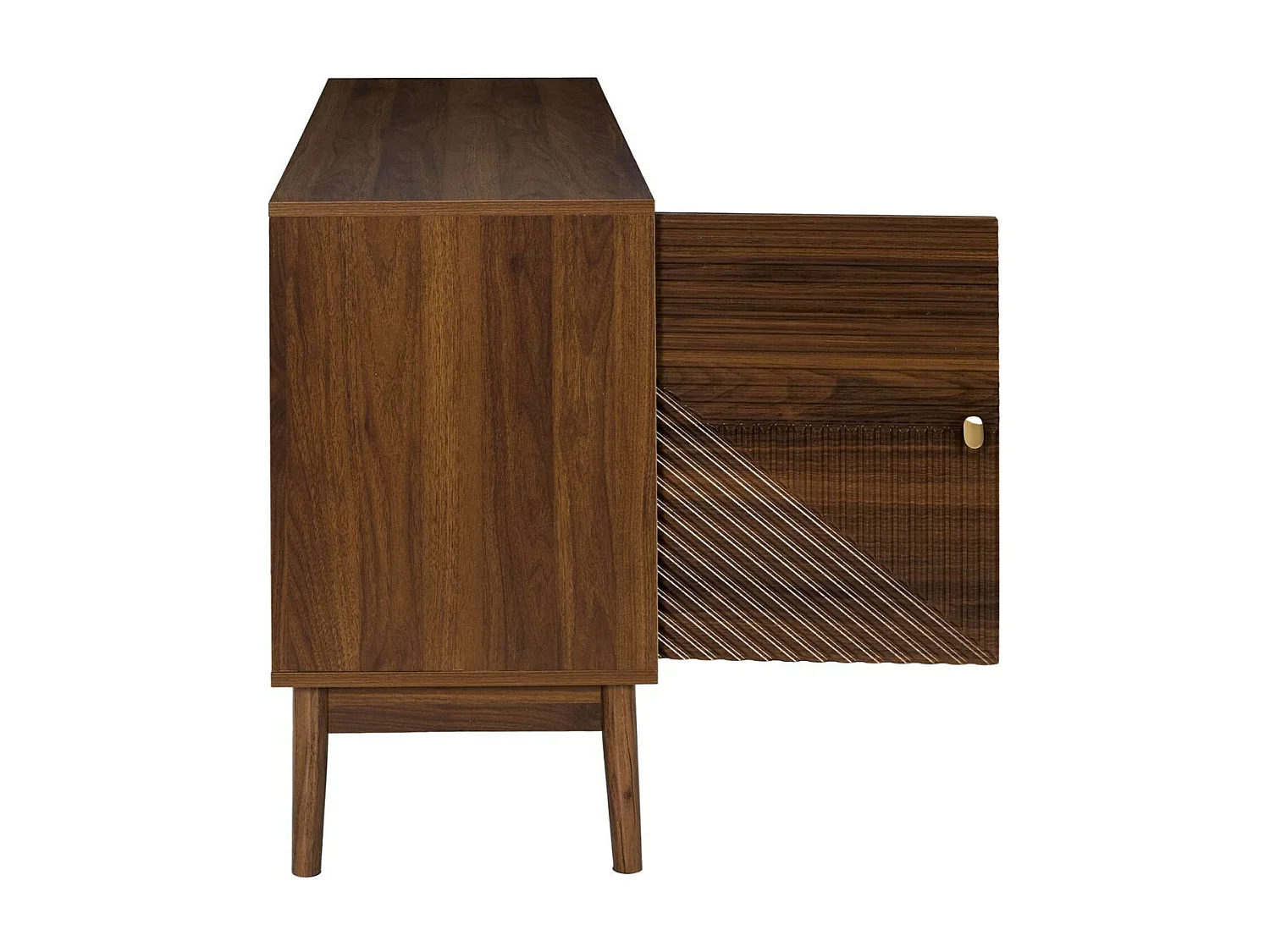 Buffet 2 portes 2 niches en bois et MDF pieds en pin teinté chêne foncé - COLETTE