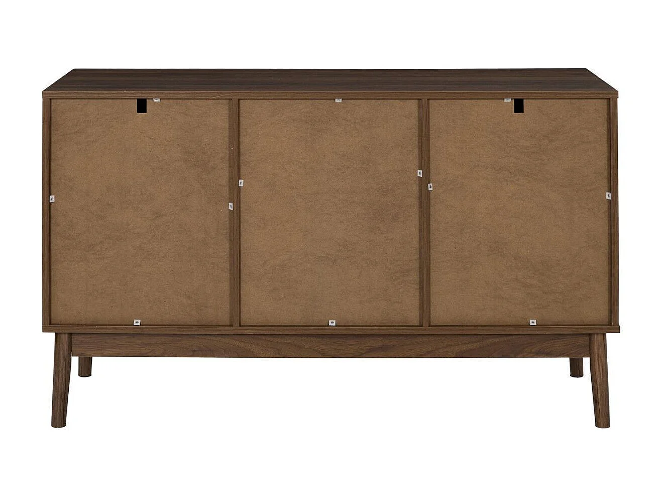 Buffet 2 portes 2 niches en bois et MDF pieds en pin teinté chêne foncé - COLETTE