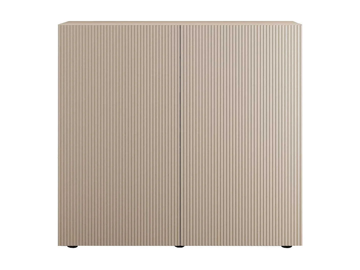 Rangement 2 portes beige façades relief à stries verticales - JANEIRO BEIGE
