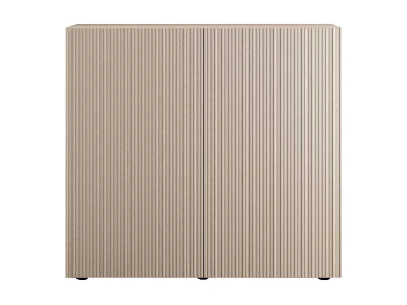 Rangement 2 portes beige façades relief à stries verticales - JANEIRO BEIGE