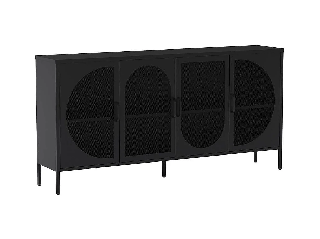 LIOVIA - Buffet 4 Portes Ajourées en Métal Noir