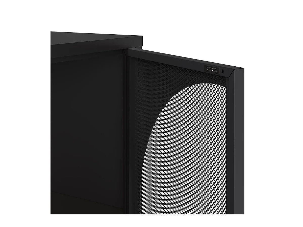 LIOVIA - Buffet 4 Portes Ajourées en Métal Noir