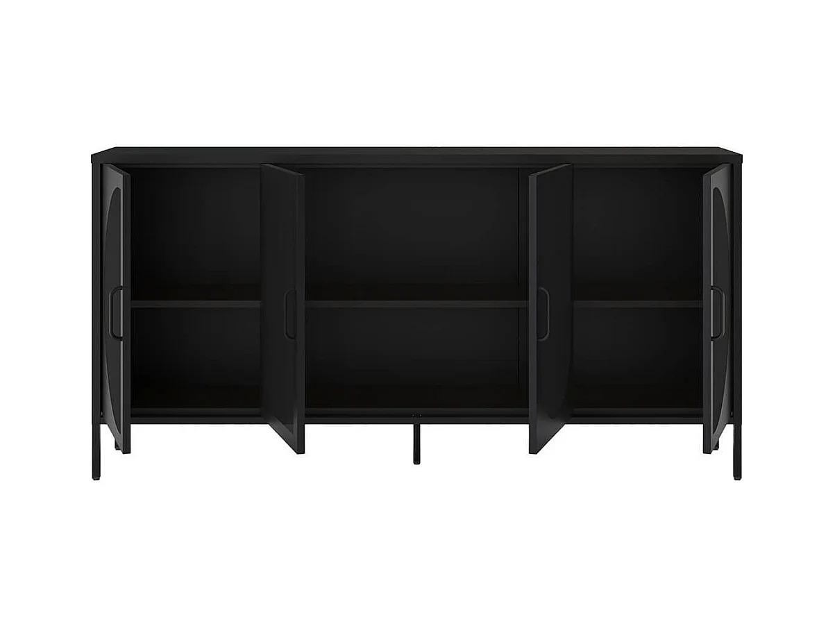 LIOVIA - Buffet 4 Portes Ajourées en Métal Noir