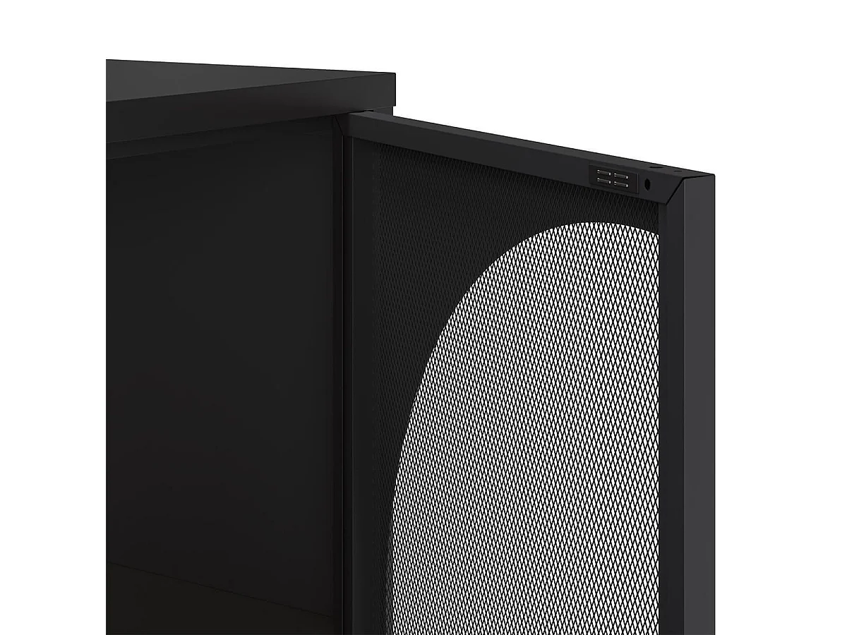 LIOVIA - Buffet 4 Portes Ajourées en Métal Noir