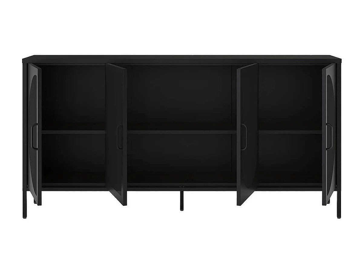 LIOVIA - Buffet 4 Portes Ajourées en Métal Noir