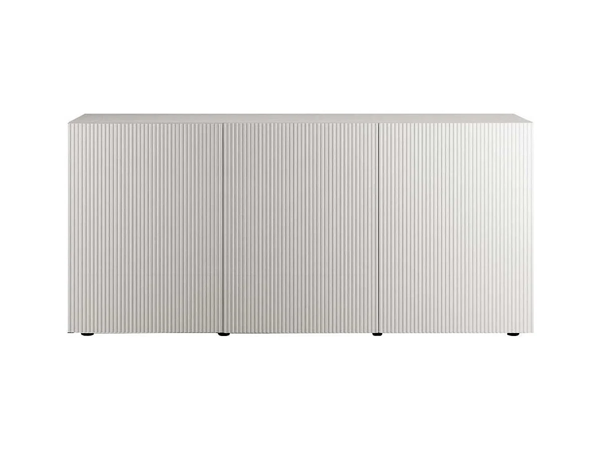 Buffet 3 portes blanc façades relief à stries verticales - JANEIRO BLANC