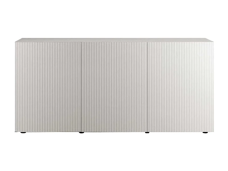 Buffet 3 portes blanc façades relief à stries verticales - JANEIRO BLANC