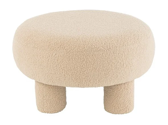 Puf redondo en textil beige 52x52x28cm