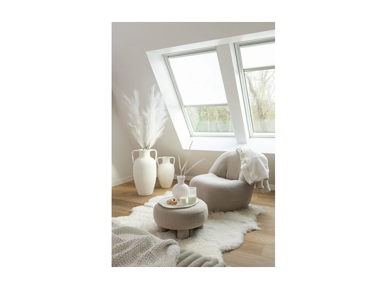 Puf redondo en textil beige 52x52x28cm