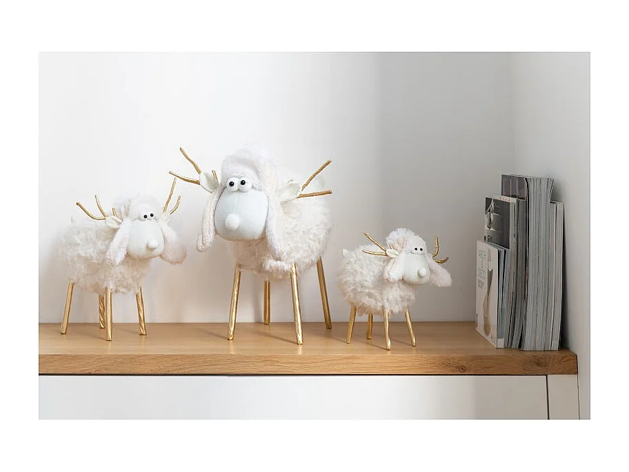 Reno con gorro de tela blanca 28*14*34cm