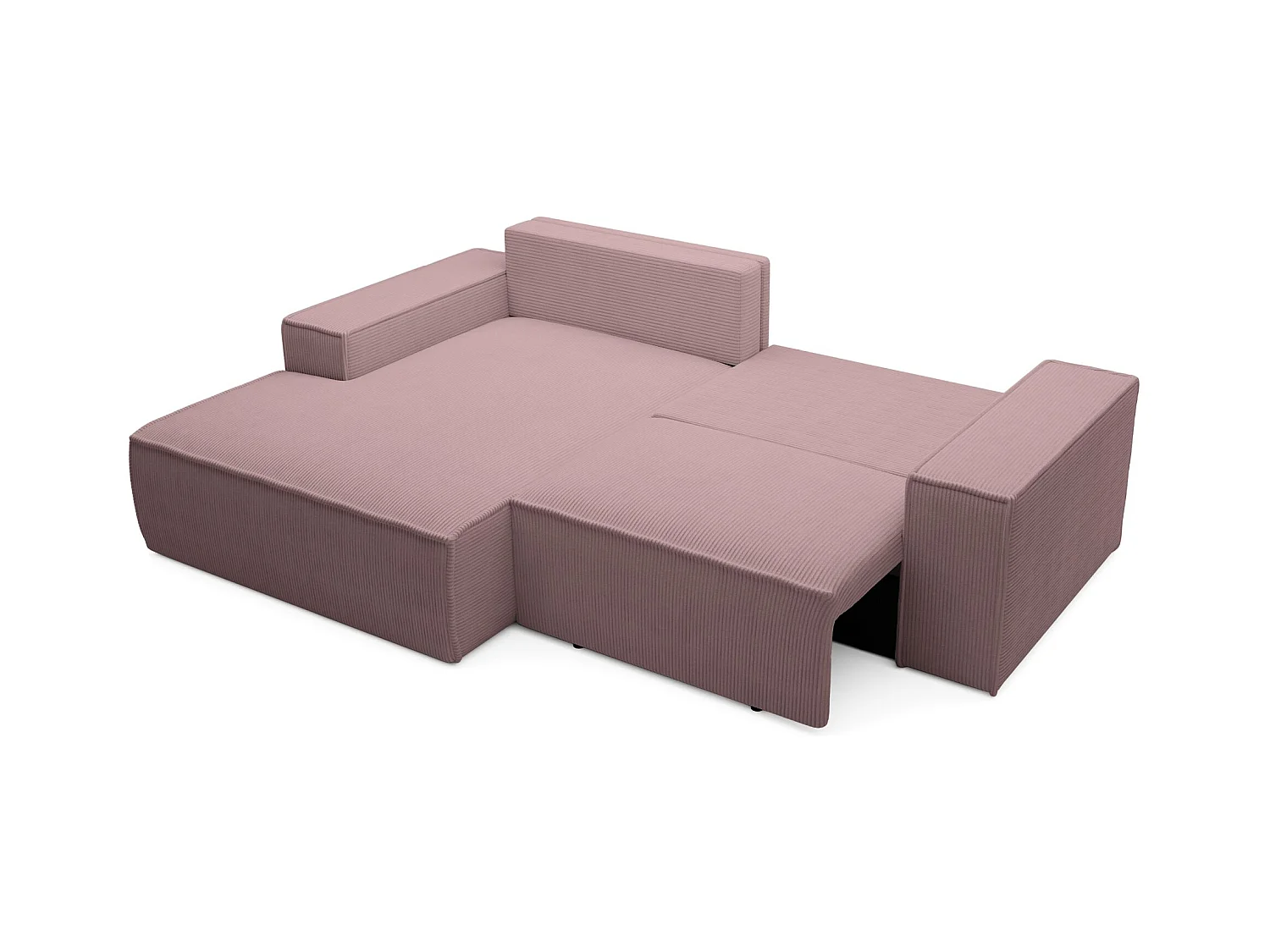 Hoekbank met ribfluweel – slaapfunctie en opbergruimte – lila – links – FARESE MINI