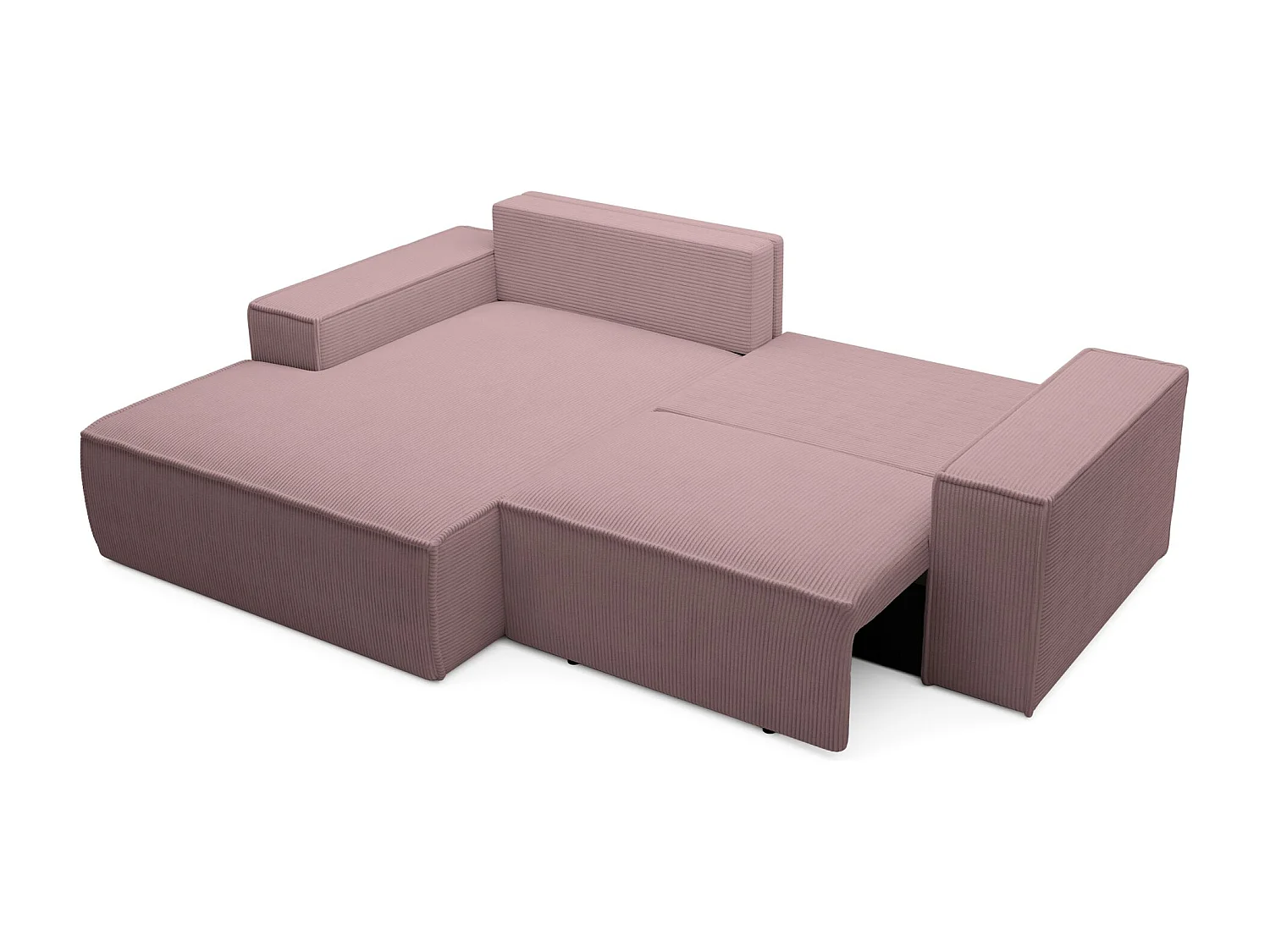 Canapé d’angle convertible – en velours côtelé – lilas – gauche – FARESE MINI