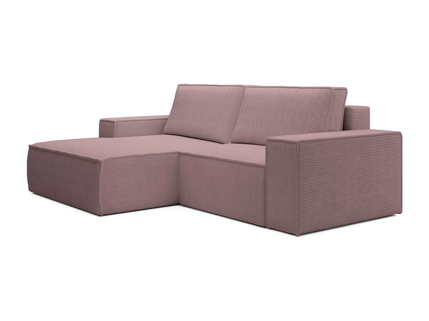 Canapé d’angle convertible – en velours côtelé – lilas – gauche – FARESE MINI