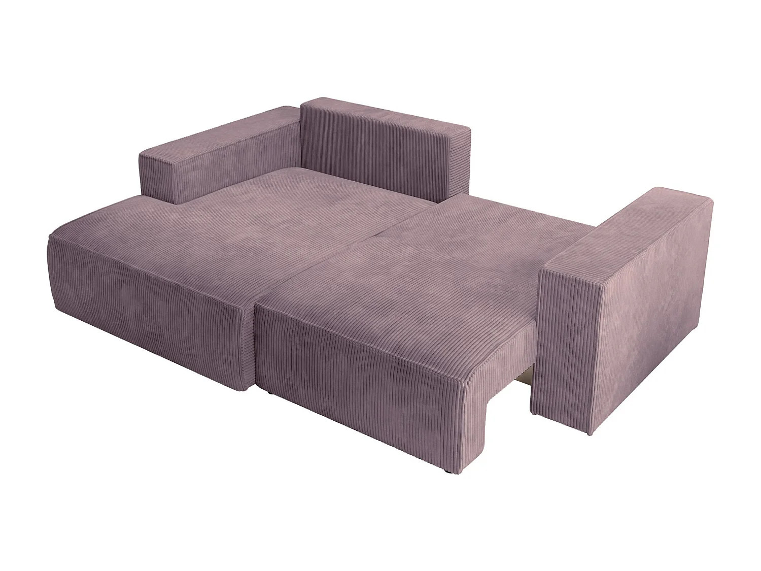 Canapé d’angle convertible – en velours côtelé – lilas – gauche – FARESE MINI