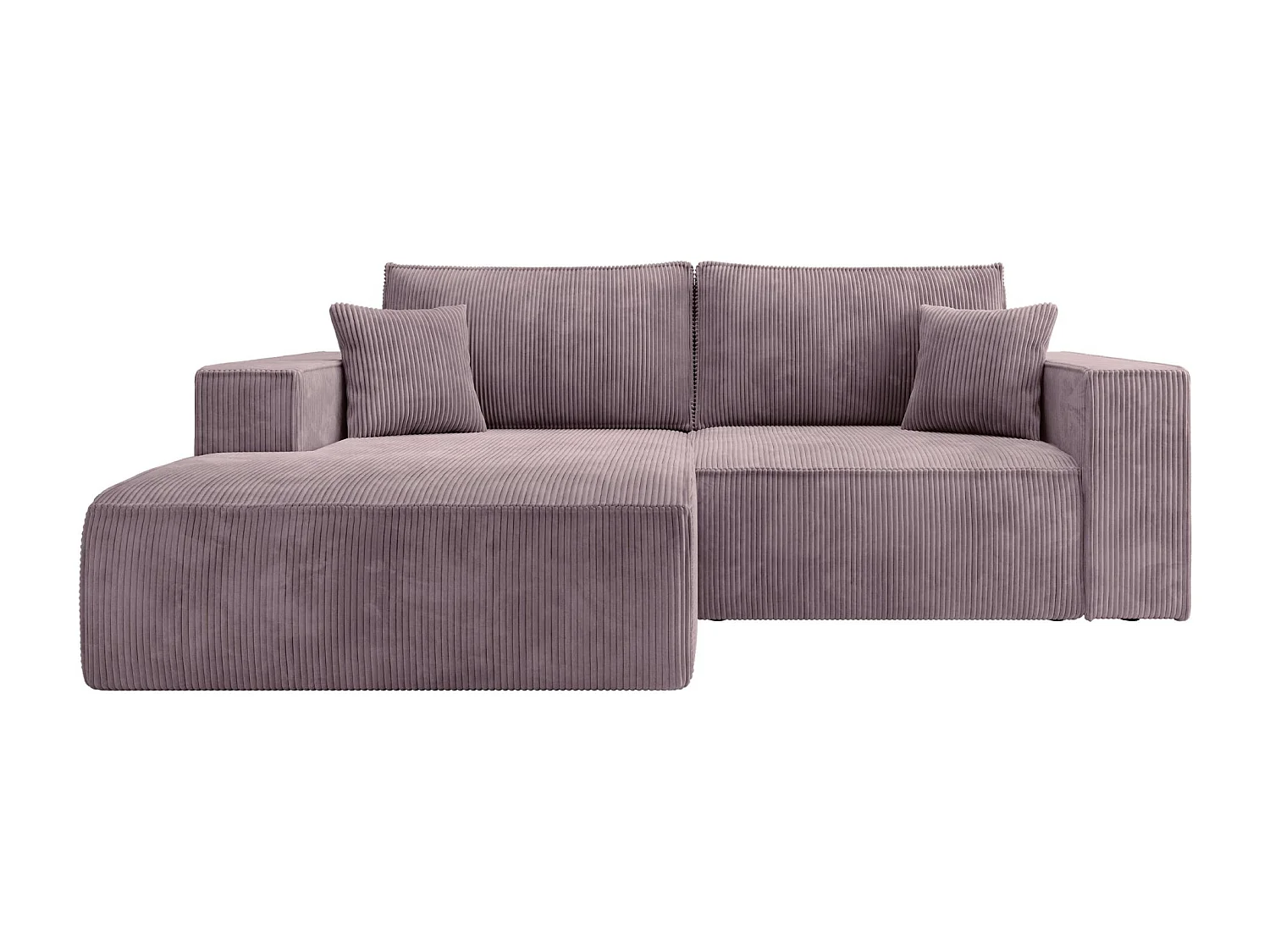 Canapé d’angle convertible – en velours côtelé – lilas – gauche – FARESE MINI