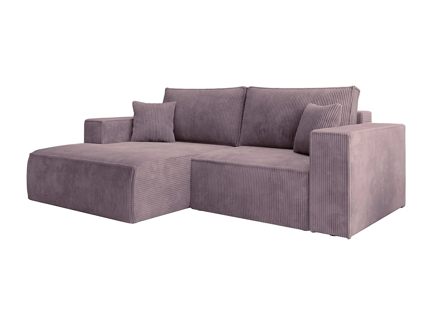 Canapé d’angle convertible – en velours côtelé – lilas – gauche – FARESE MINI