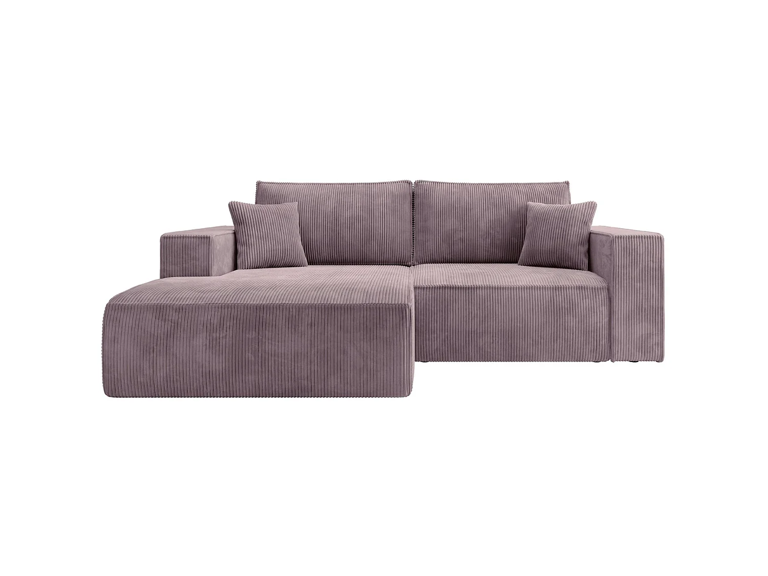 Ecksofa mit Cordbezug – Schlaffunktion und Stauraum – Mauve – links – FARESE MINI