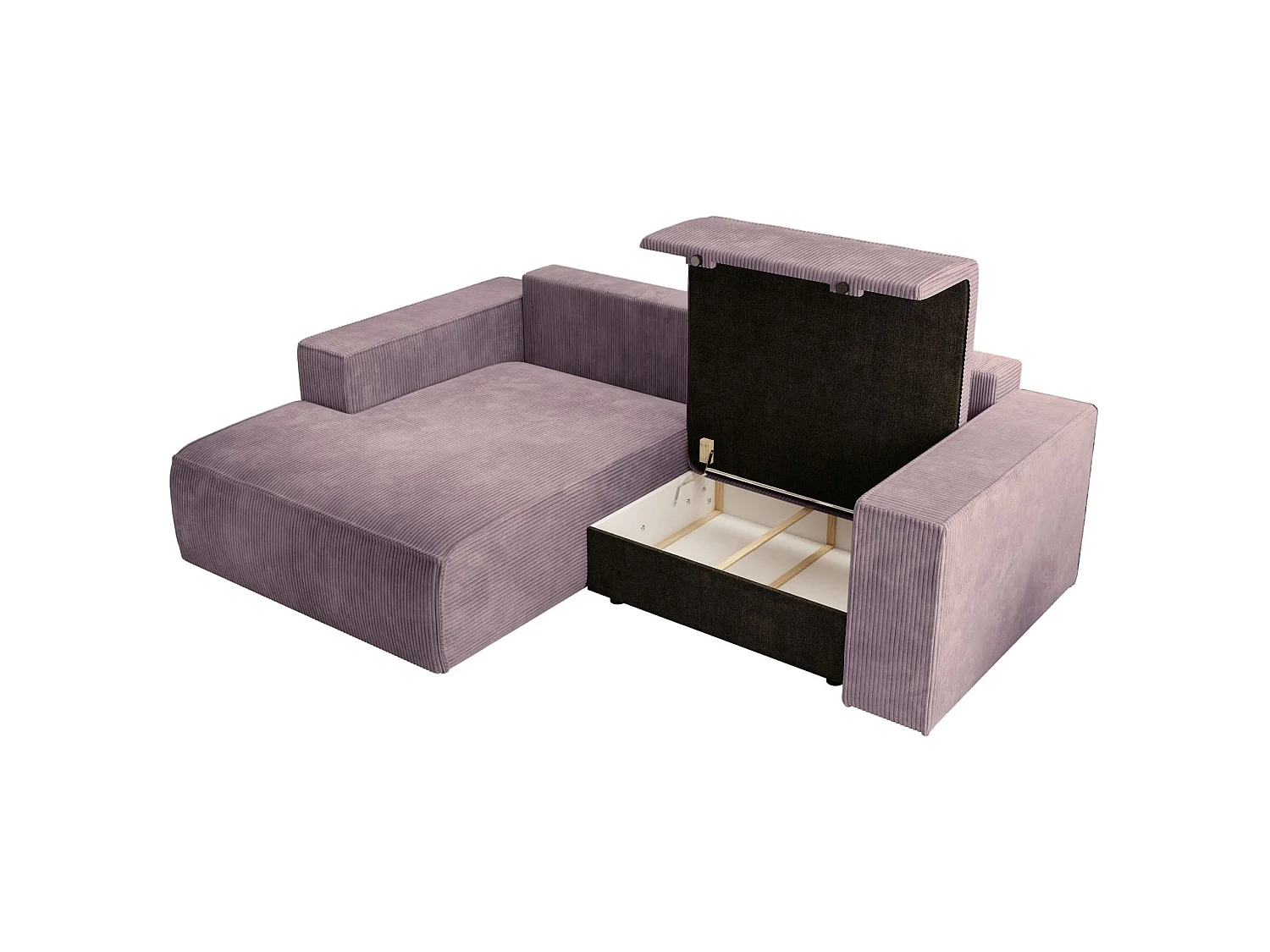 Ecksofa mit Cordbezug – Schlaffunktion und Stauraum – Mauve – links – FARESE MINI
