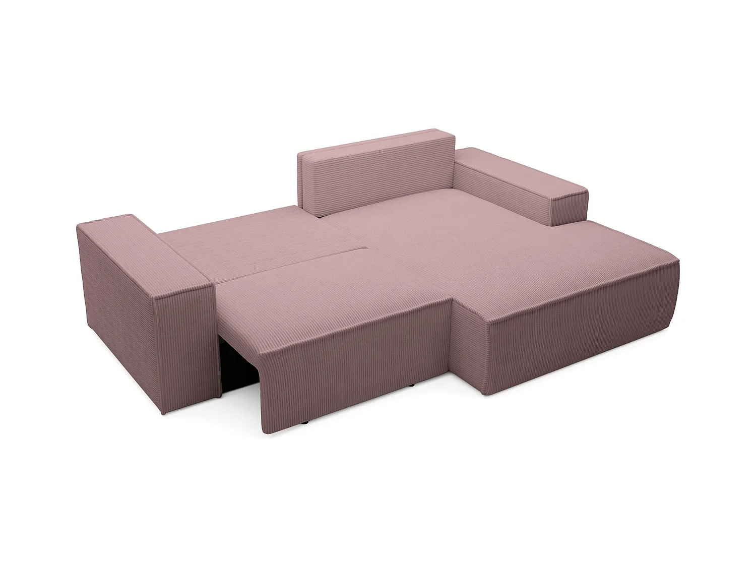 Hoekbank met ribfluweel – slaapfunctie en opbergruimte – lila – rechts – FARESE MINI