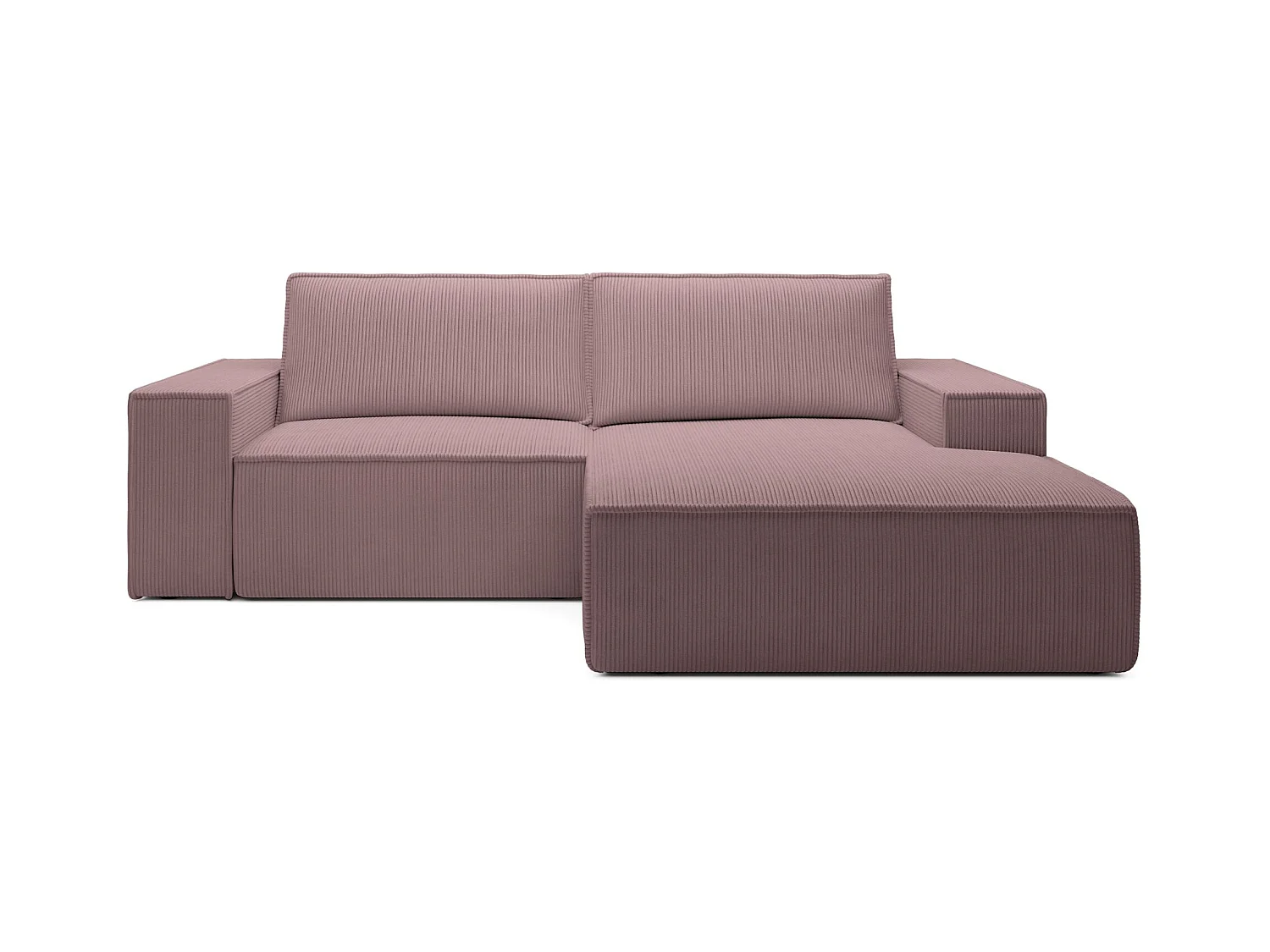 Hoekbank met ribfluweel – slaapfunctie en opbergruimte – lila – rechts – FARESE MINI