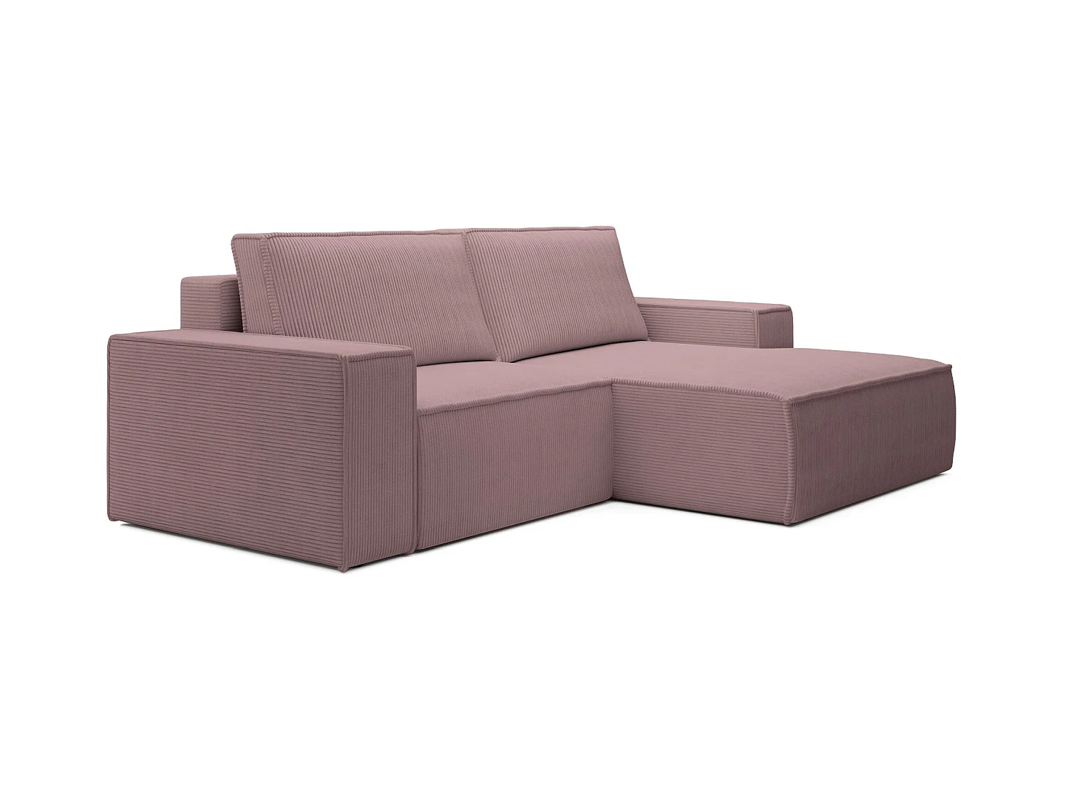 Hoekbank met ribfluweel – slaapfunctie en opbergruimte – lila – rechts – FARESE MINI