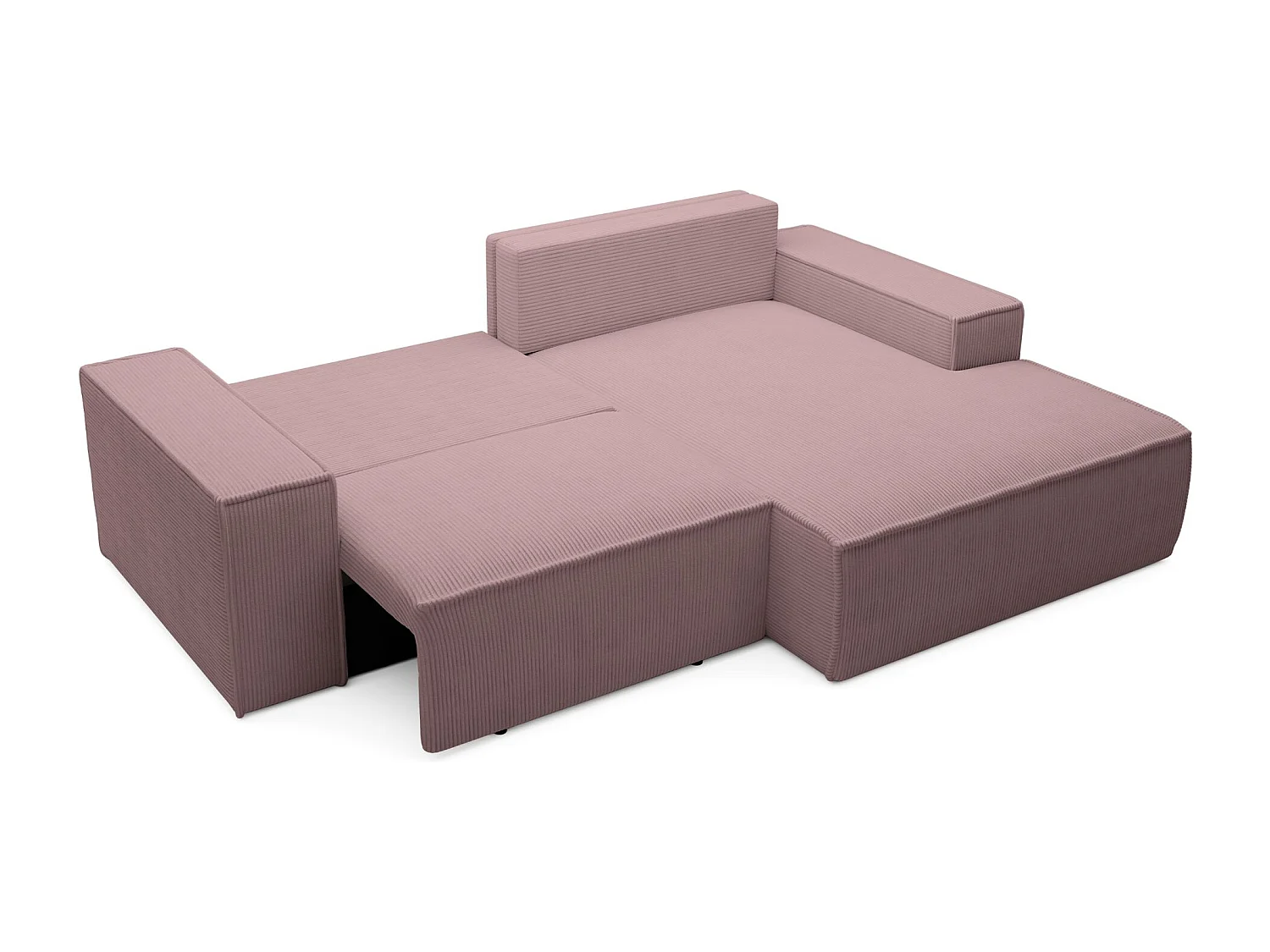 Canapé d’angle convertible – en velours côtelé – lilas – droite – FARESE MINI