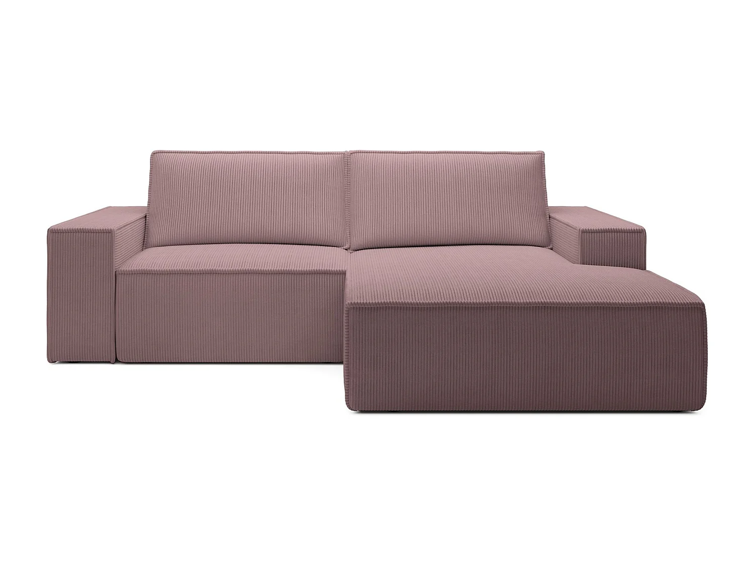 Canapé d’angle convertible – en velours côtelé – lilas – droite – FARESE MINI