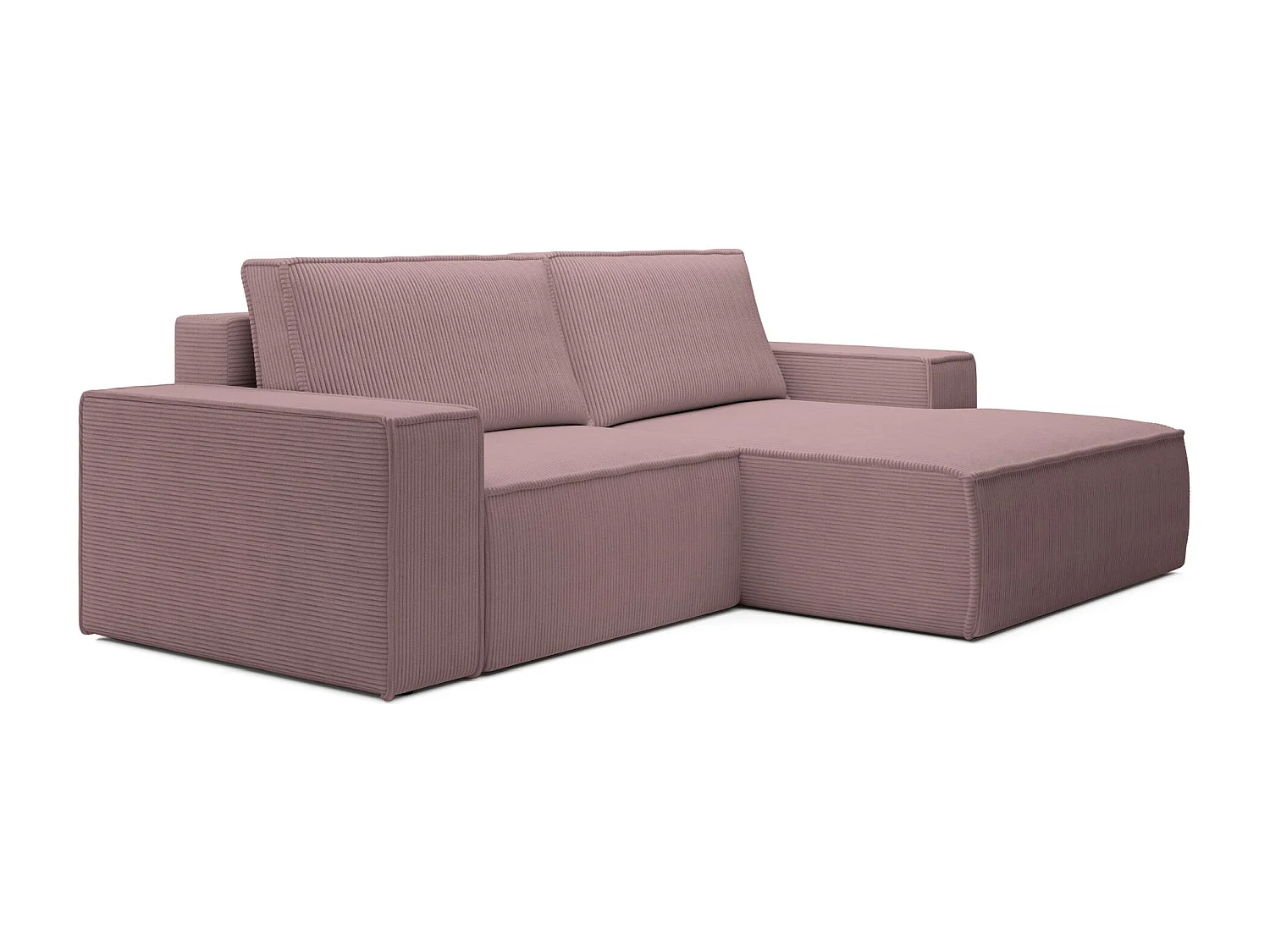 Canapé d’angle convertible – en velours côtelé – lilas – droite – FARESE MINI