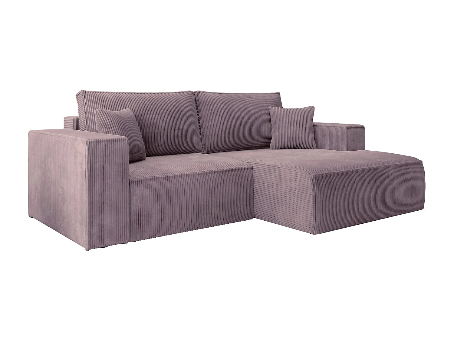 Hoekbank met ribfluweel – slaapfunctie en opbergruimte – lila – rechts – FARESE MINI