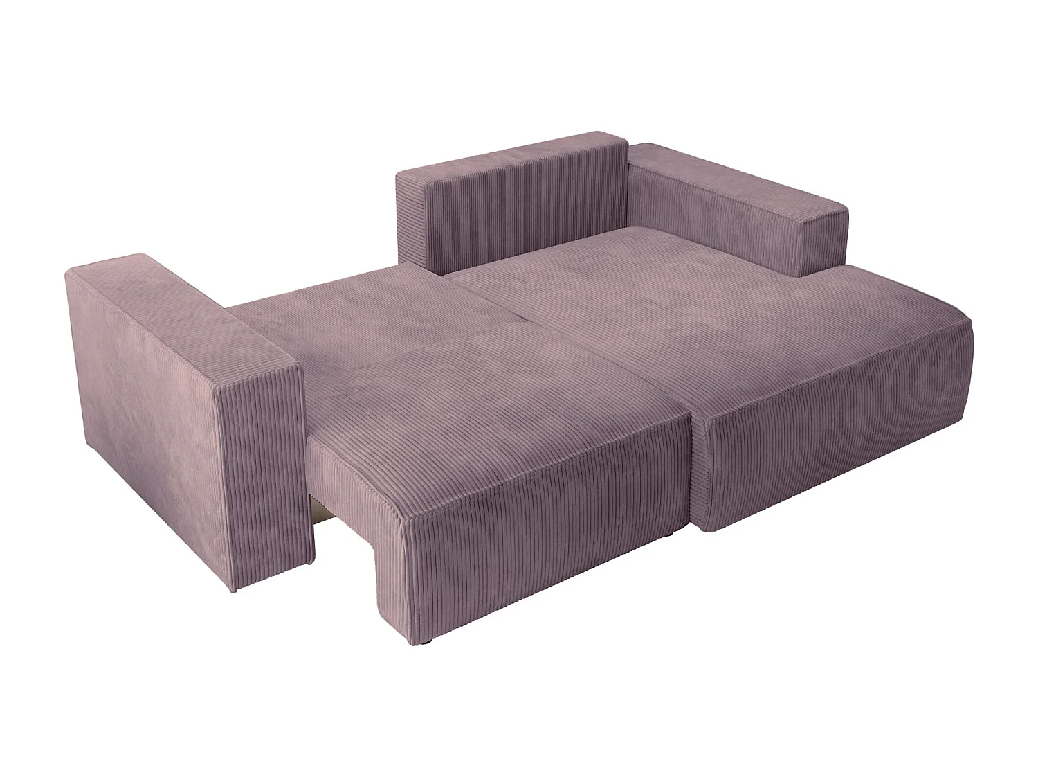 Canapé d’angle convertible – en velours côtelé – lilas – droite – FARESE MINI