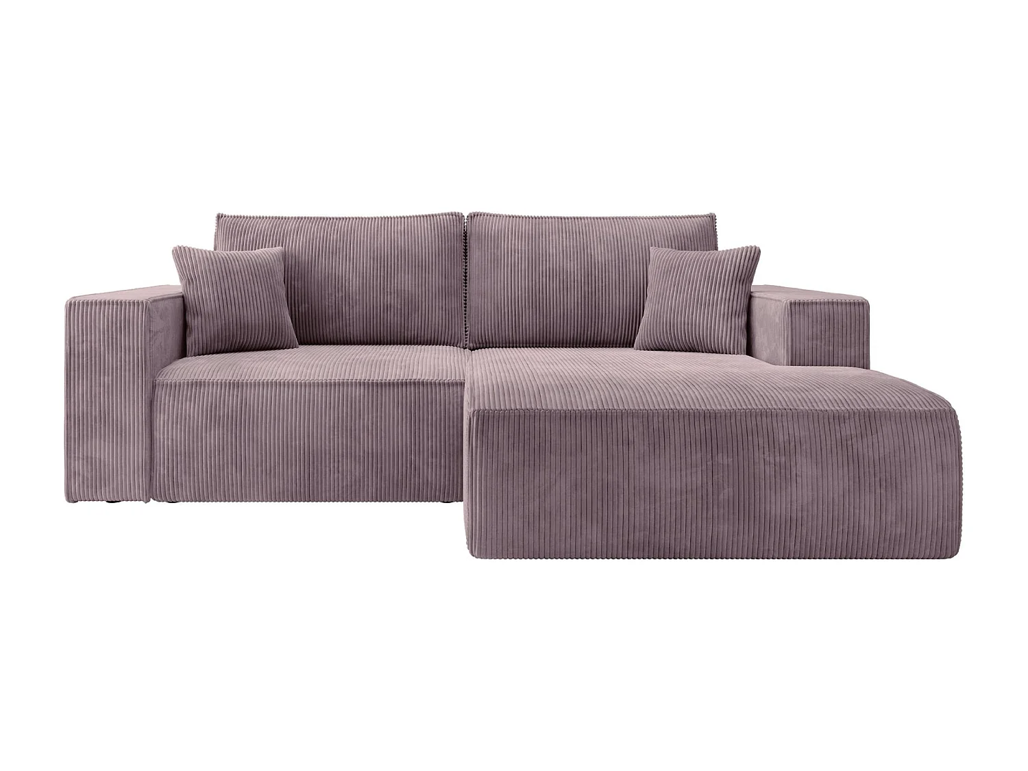 Canapé d’angle convertible – en velours côtelé – lilas – droite – FARESE MINI