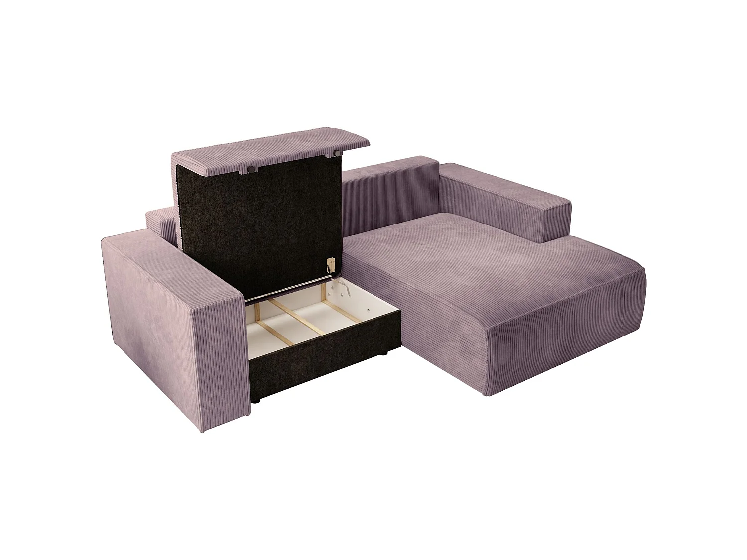 Ecksofa mit Cordbezug – Schlaffunktion und Stauraum – Mauve – rechts – FARESE MINI
