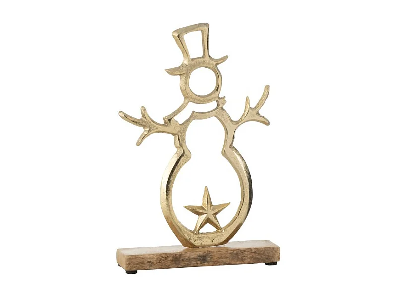 Muñeco de nieve estrella en aluminio dorado 17x5x26 cm
