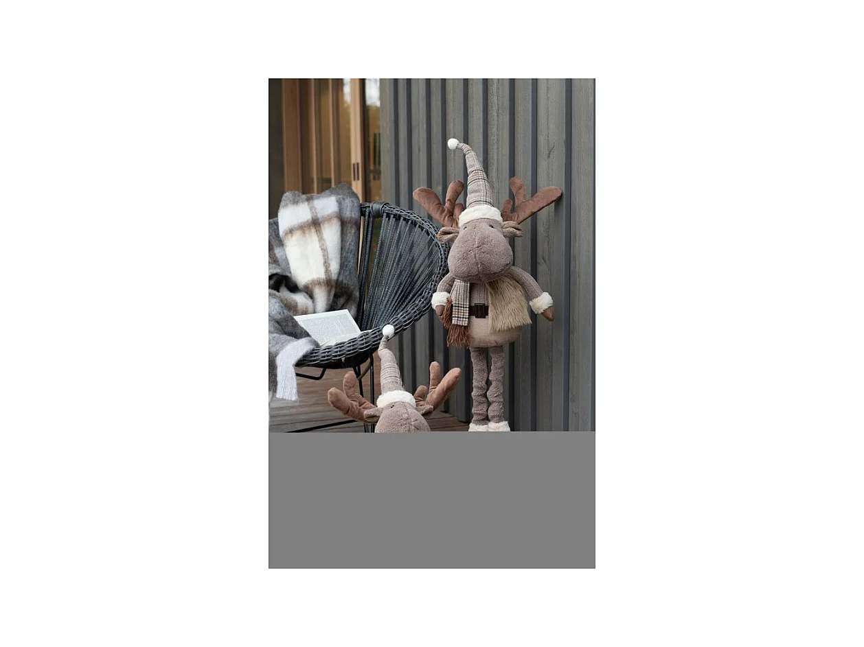 Reno de Navidad de pie en textil marrón 47x41x82cm