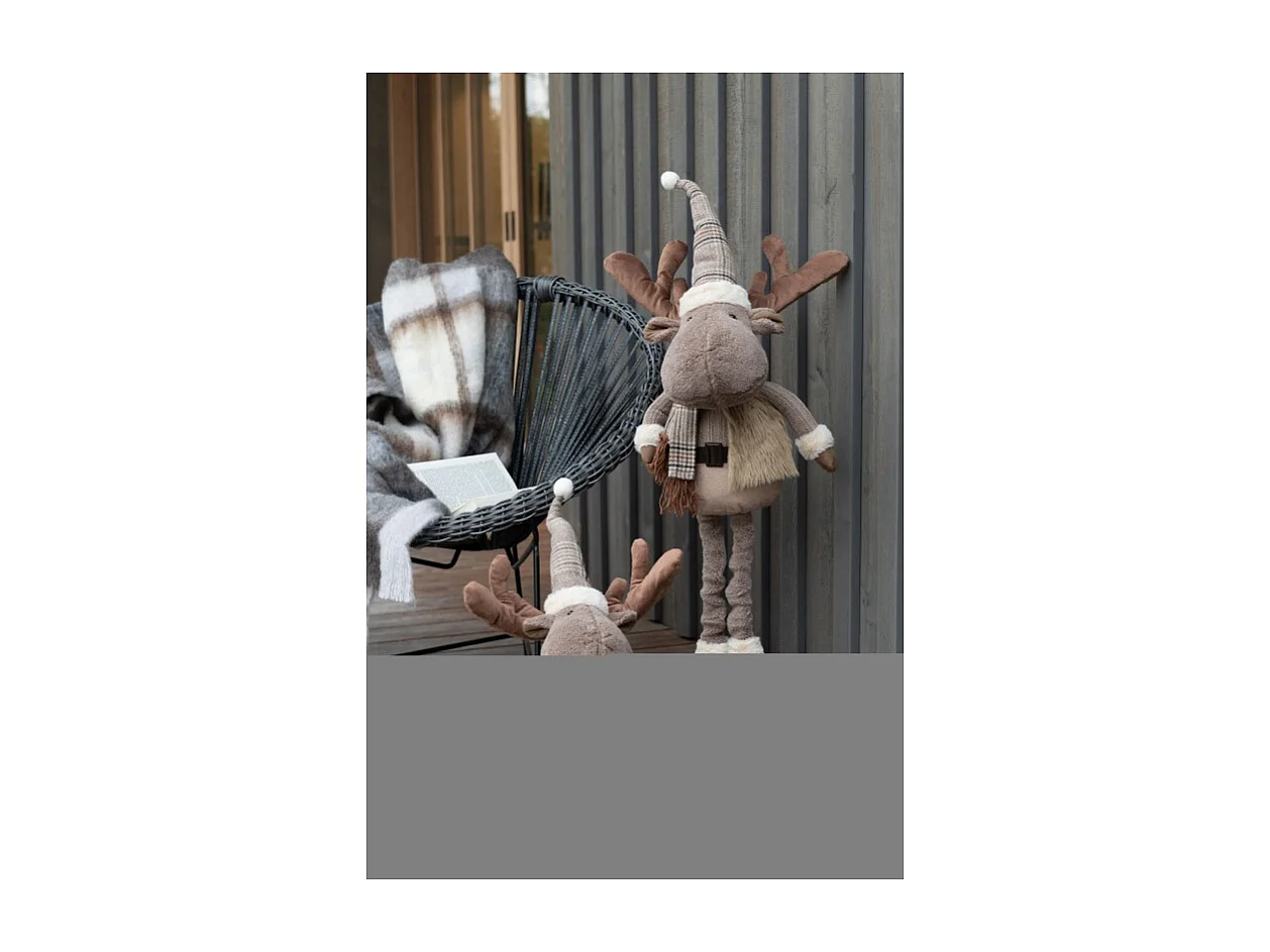 Reno de Navidad de pie en textil marrón 47x41x82cm