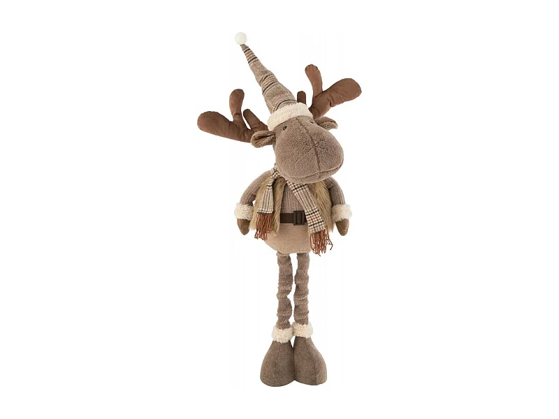 Renne de Noël debout en textile brun 47x41x82cm