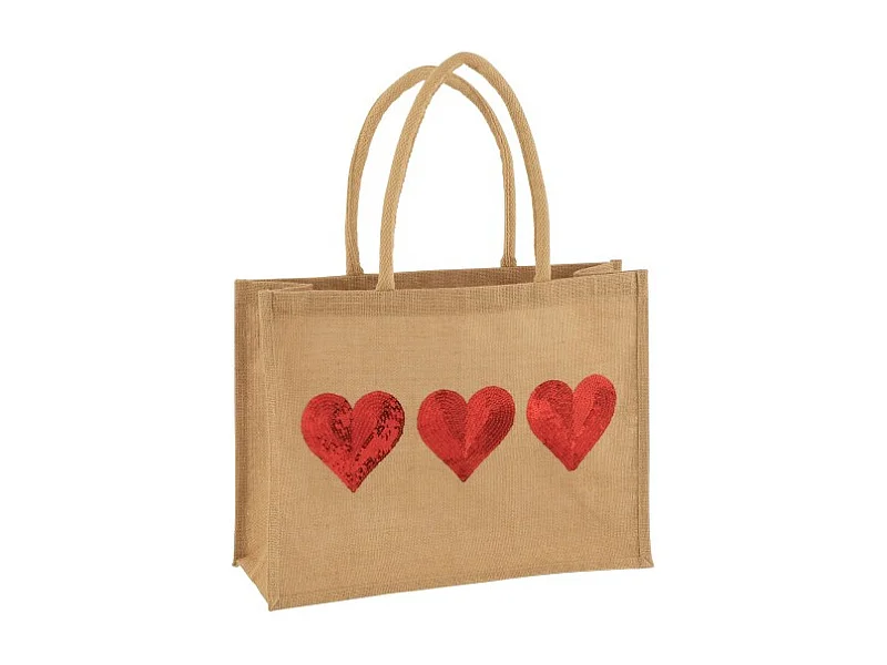 Bolso con 3 corazones de Textil Mix 43x16x33cm