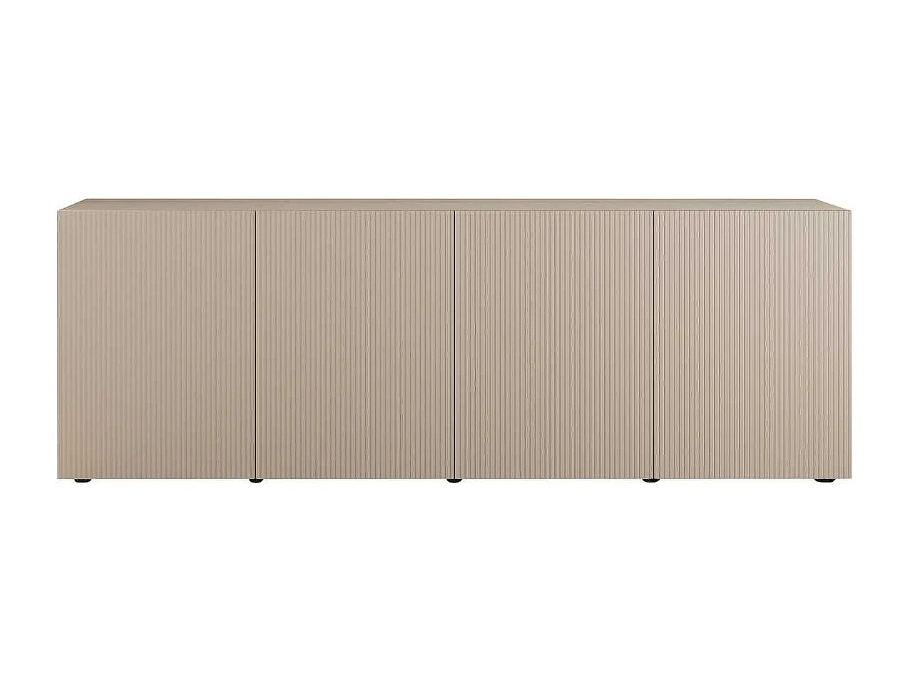 Buffet 4 portes beige façades relief à stries verticales - JANEIRO BEIGE