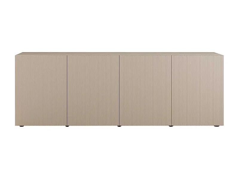 Buffet 4 portes beige façades relief à stries verticales - JANEIRO BEIGE
