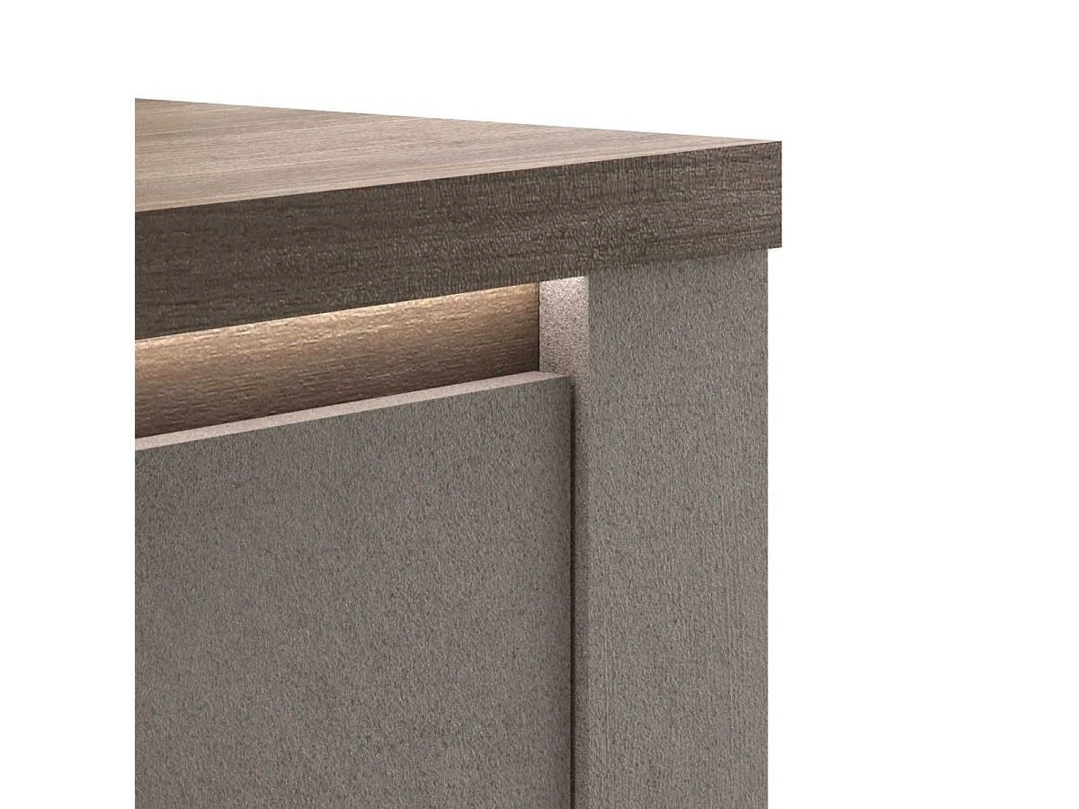 Buffet 3 portes aspect minéral bronze plateau bois Mercure avec LED - ISALIA BRONZE