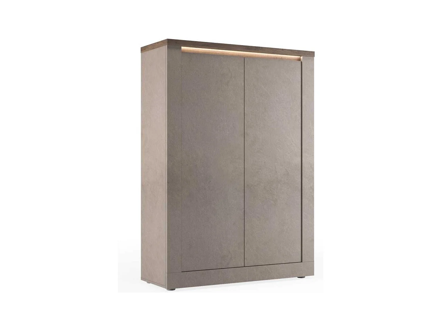 Rangement 2 portes aspect minéral bronze plateau bois Mercure avec LED - ISALIA BRONZE