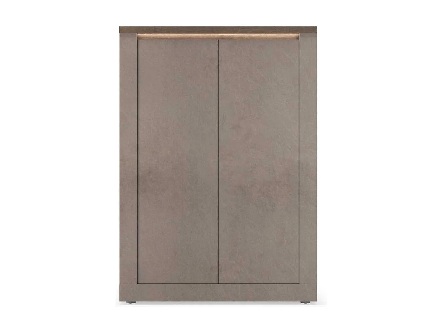 Rangement 2 portes aspect minéral bronze plateau bois Mercure avec LED - ISALIA BRONZE