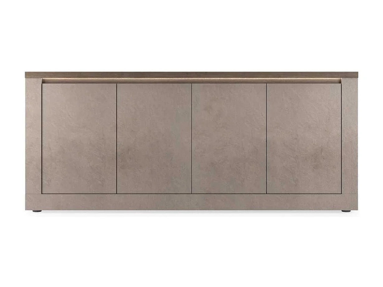 Buffet 4 portes aspect minéral bronze plateau bois Mercure avec LED - ISALIA BRONZE