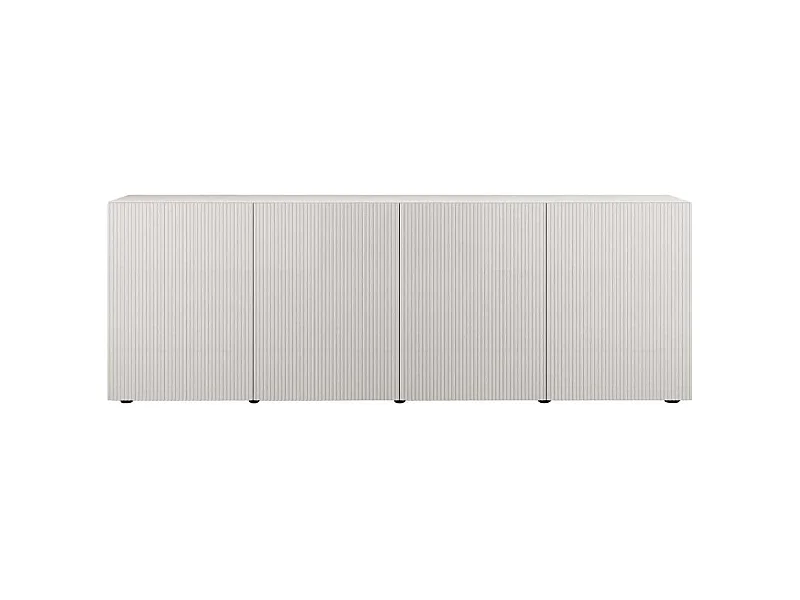 Buffet 4 portes blanc façades relief à stries verticales - JANEIRO BLANC