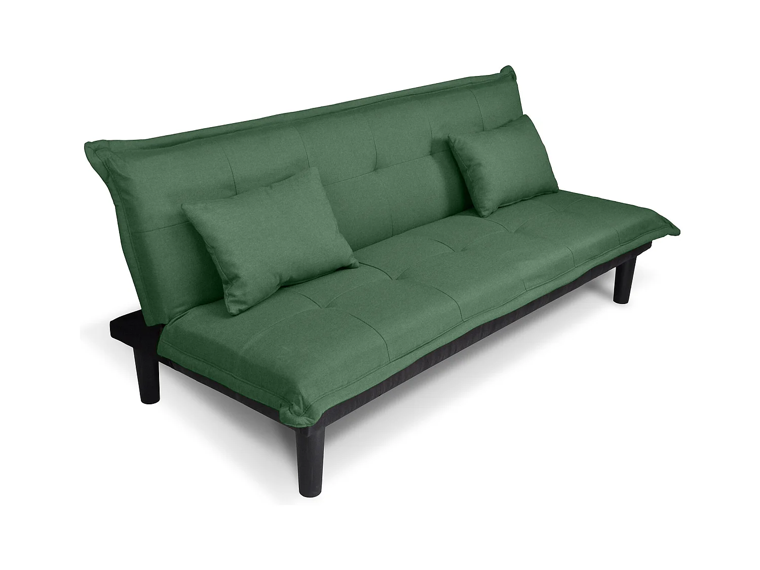 Divano letto clic clac, divanetto Russell in tessuto vellutato verde abete