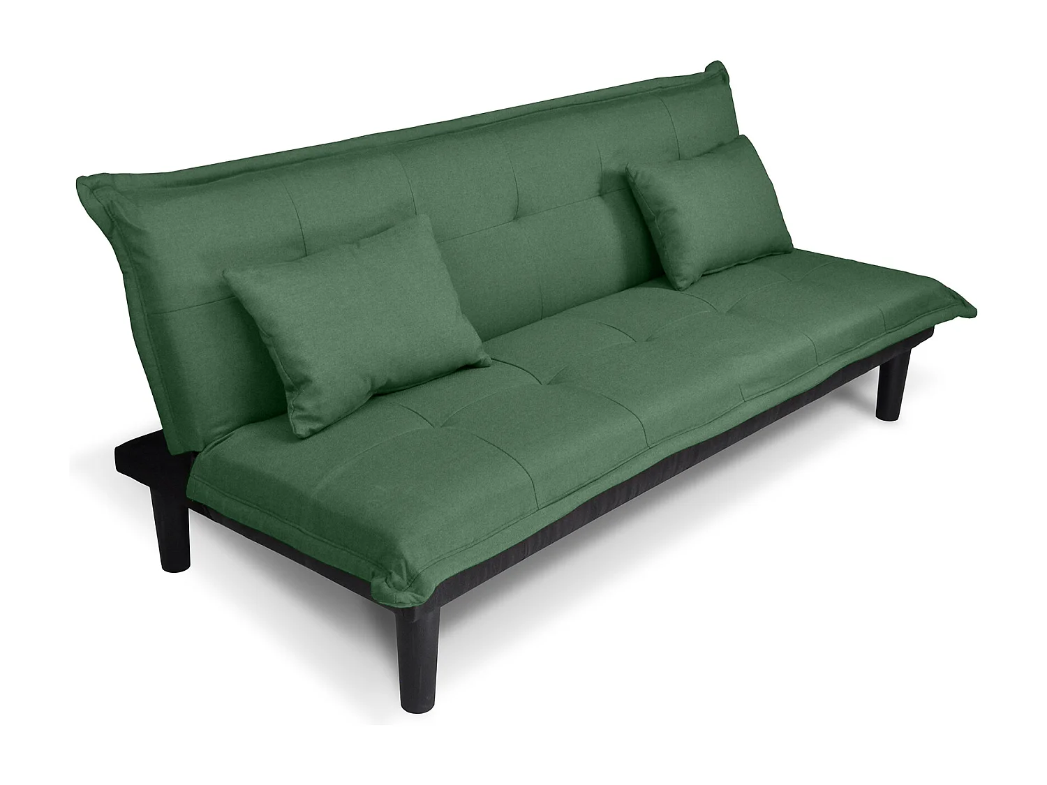 Divano letto clic clac, divanetto Russell in tessuto vellutato verde abete