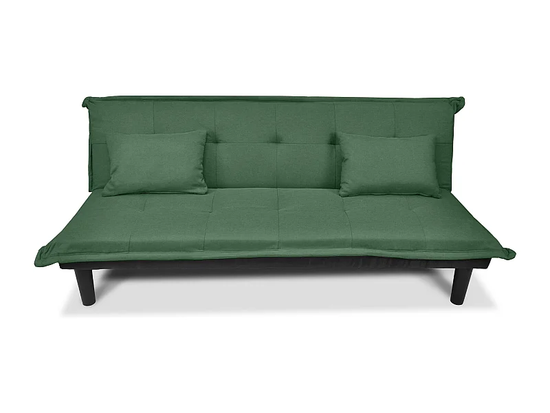 Divano letto clic clac, divanetto Russell in tessuto vellutato verde abete
