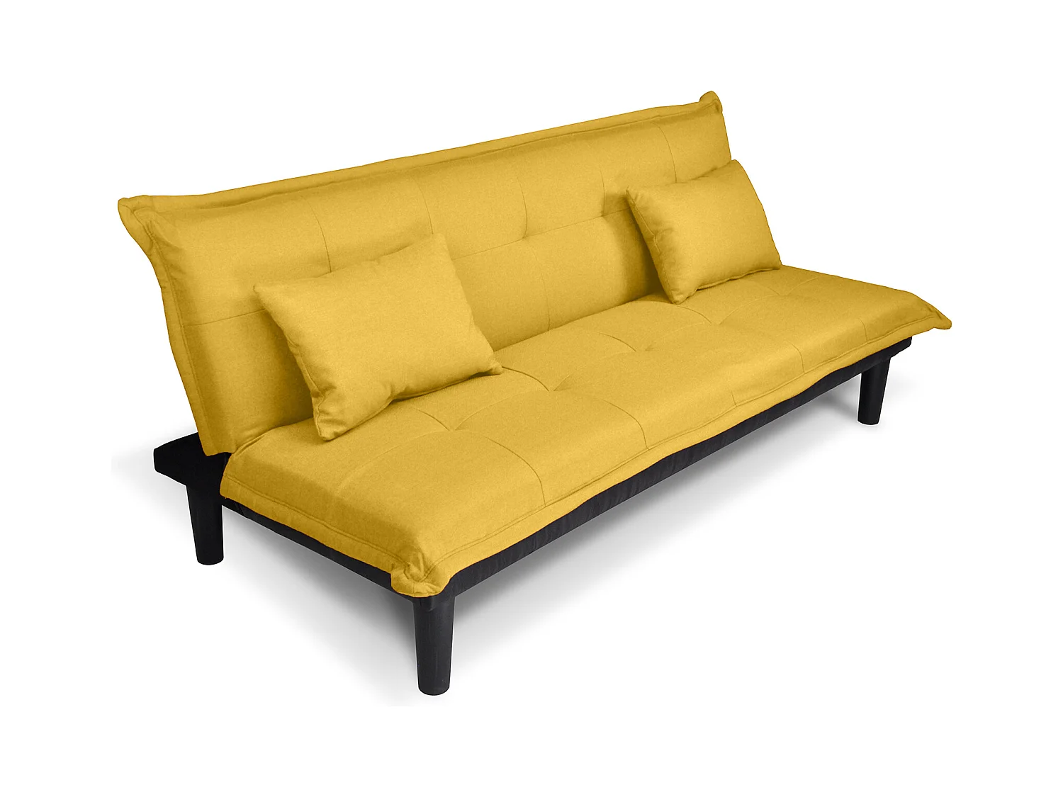 Divano letto clic clac, divanetto Russell in tessuto vellutato giallo